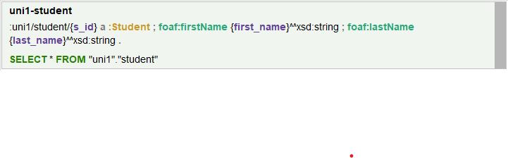 Screenshot of Ontop Protégé dialog  with a simple mapping